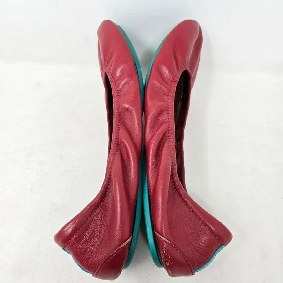 Tieks by Gavrieli Cardinal Red Leather Ballet Flats Size 9 Signature Teal Sole - Picture 9 of 16